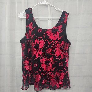 Tom Barra Tank Goth Whimsigoth Red Black Floral Grunge 16W